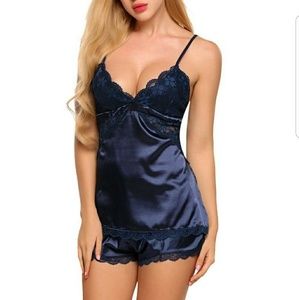 Blue Satin Sleepwear (Set)
